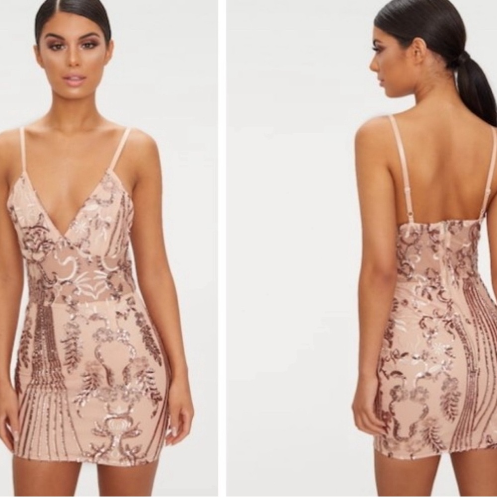 ROSE GOLD PLT Pretty Little Thing Sequin Dress NWT